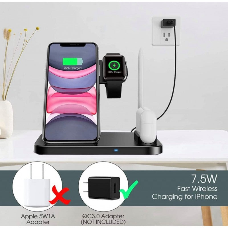 PBuddy 4in1 Wireless Charger, Fast Charging Station, Compatible With Pen IWatch, Airpods Pro, Compatible With IPhone 1112 13 14pro Max/X/XS/XR/Xs 8 Plus, Samsung Galaxy S20/S10 (Adapter Inc) PBuddy 4in1 Wireless Charger, Fast Charging Station, Compatible With Pen IWatch, Airpods Pro, Compatible With IPhone 1112 13 14pro Max/X/XS/XR/Xs 8 Plus, Samsung Galaxy S20/S10 (Adapter Inc)